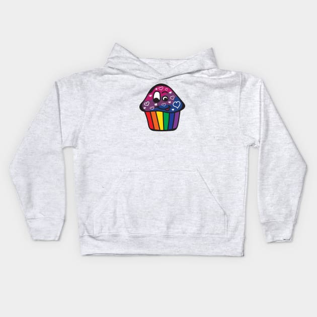 Biromantic Pride Rainbow Cupcake Kids Hoodie by BiOurPride